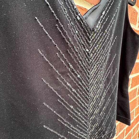 Adrianna Papel Evening Velvet Top Sz Med Black Beaded Cropped Special Occasion - Picture 2 of 8